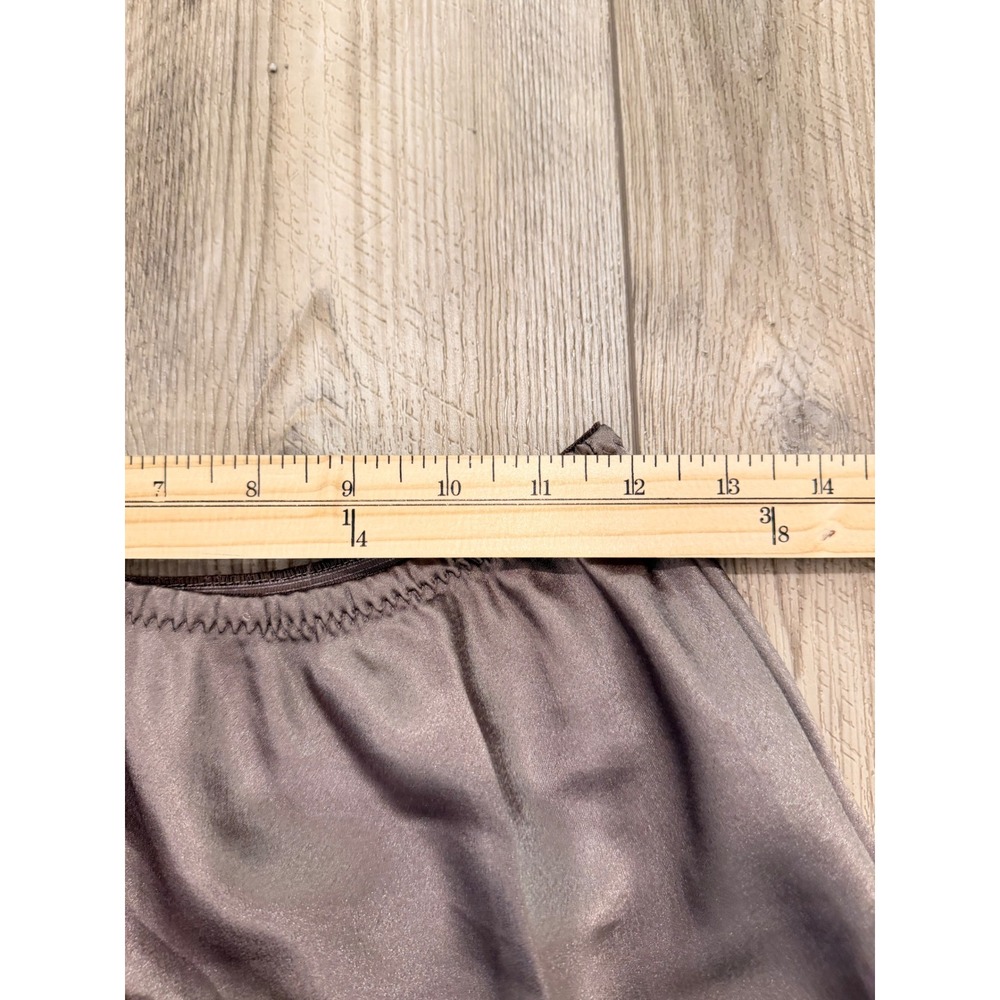 Christian Dior Vintage Taupe Satin Half Slip Lace Trim Side Slit Logo 25 Inch - Picture 11 of 14